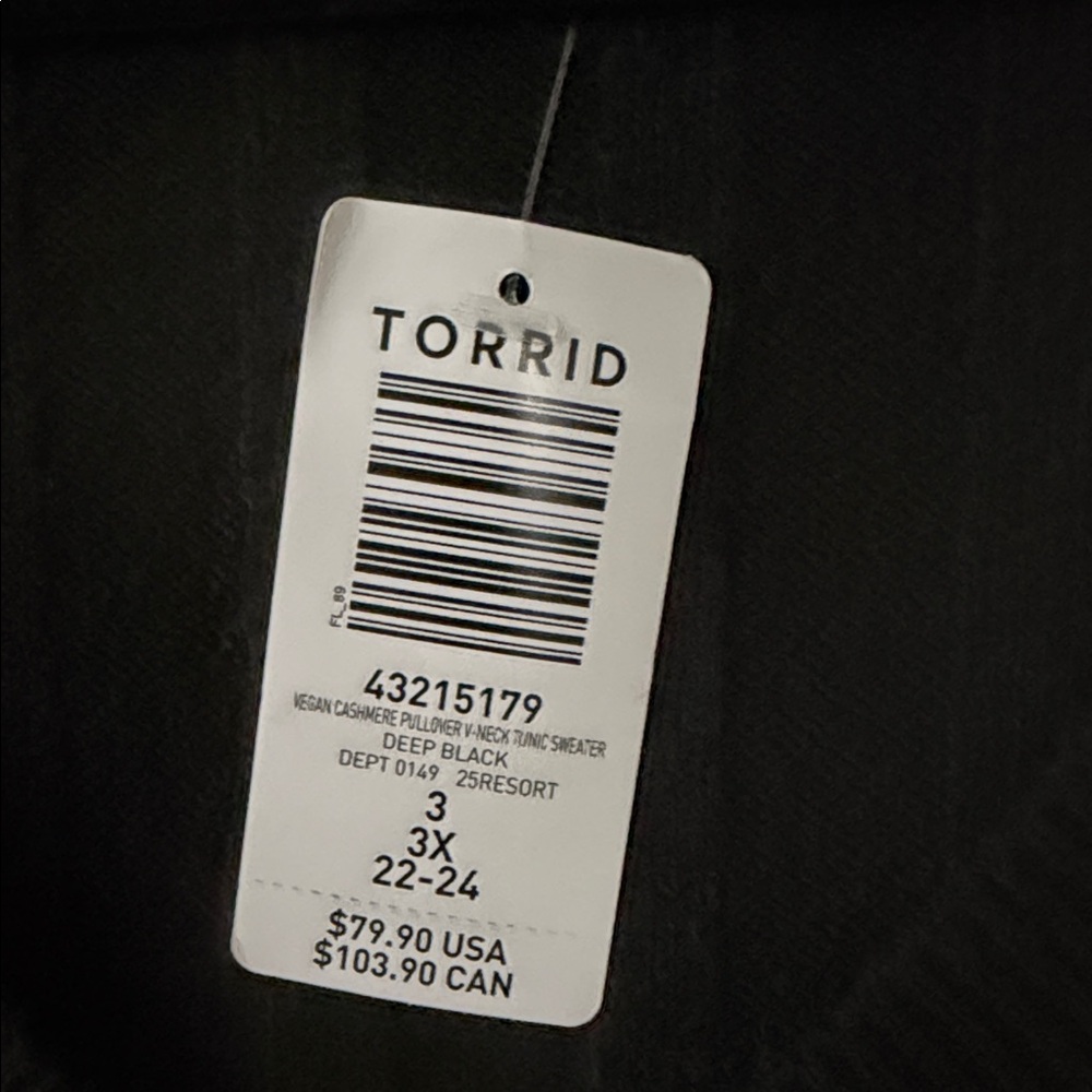 Torrid Black Ribbed Sweater Dress 3X NWT V-Neck Long Sleeve Plus Size - Picture 5 of 5